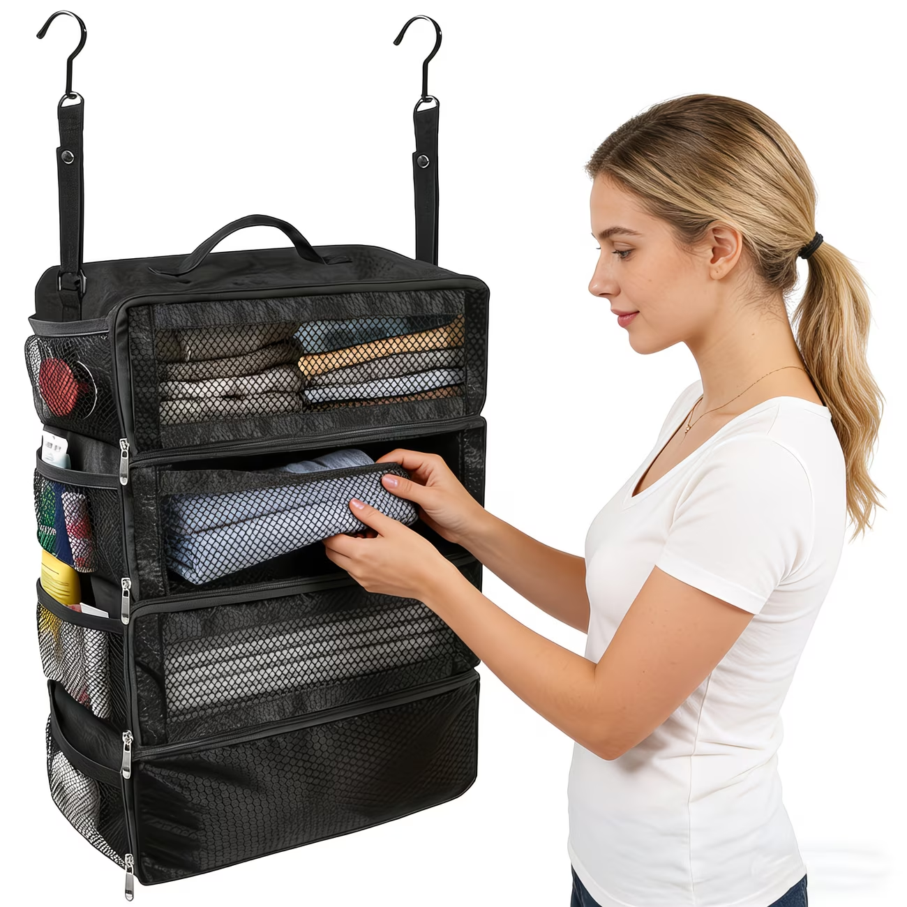 TravelNest™ – Organizator Suspendat pentru Haine si Accesorii de Calatorie