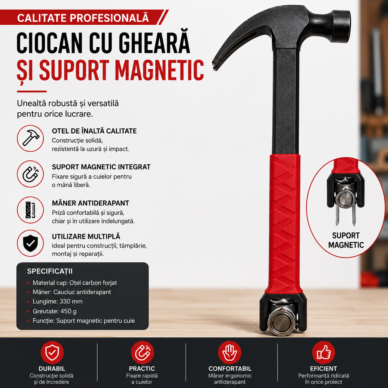 Set Complet Scule de Casă – Ciocan, Chei, Șurubelnițe