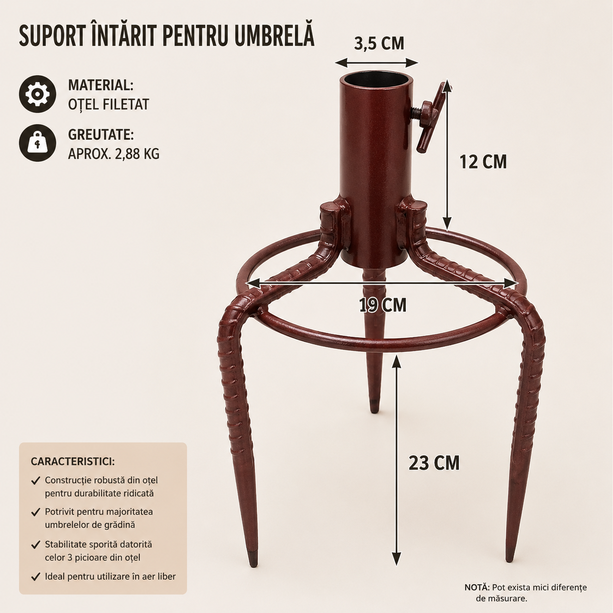 UmbraFix™ – Suport Metalic pentru Umbrela de Gradina