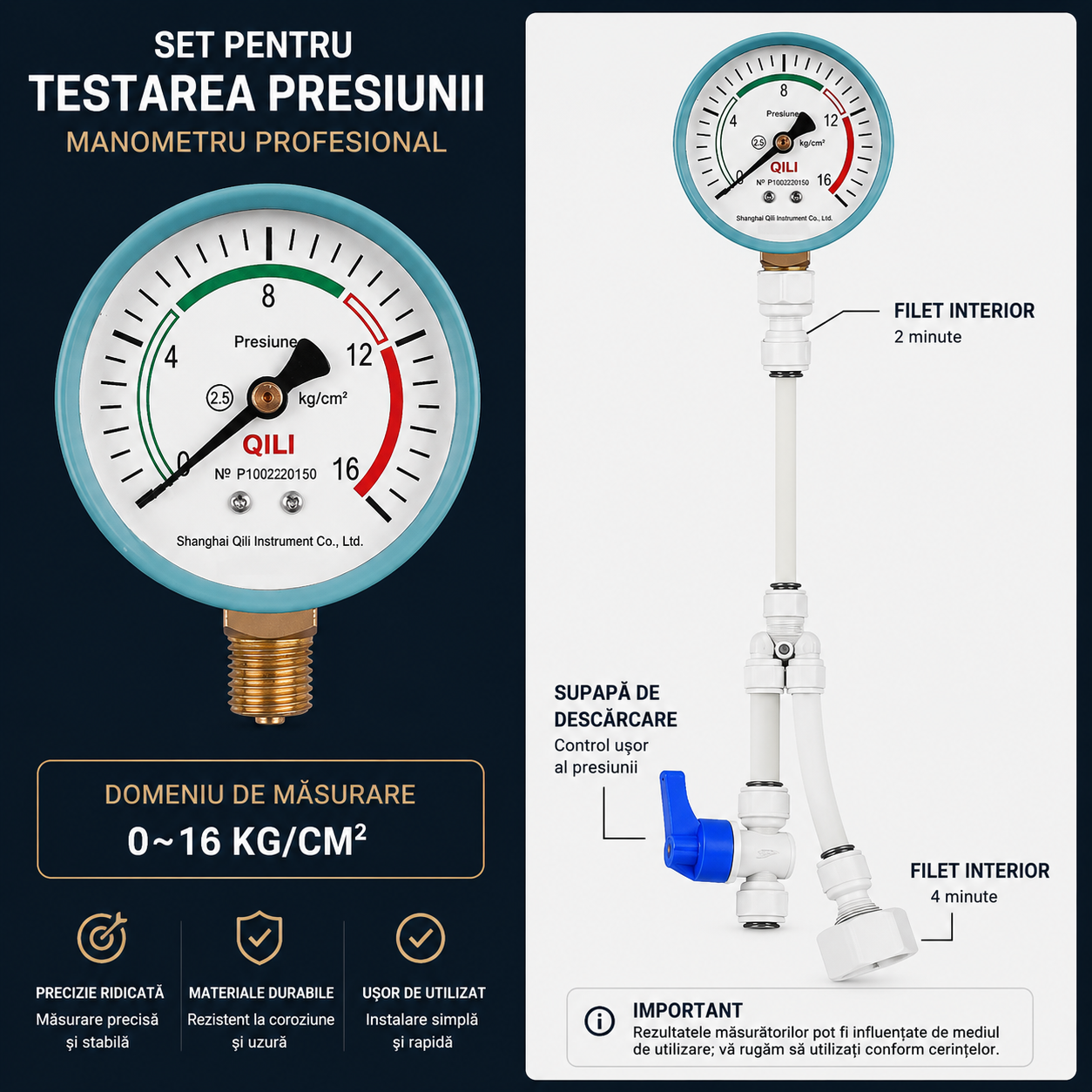 HydroTest™ – Kit Profesional pentru Testarea Presiunii Instalatiilor de Apa