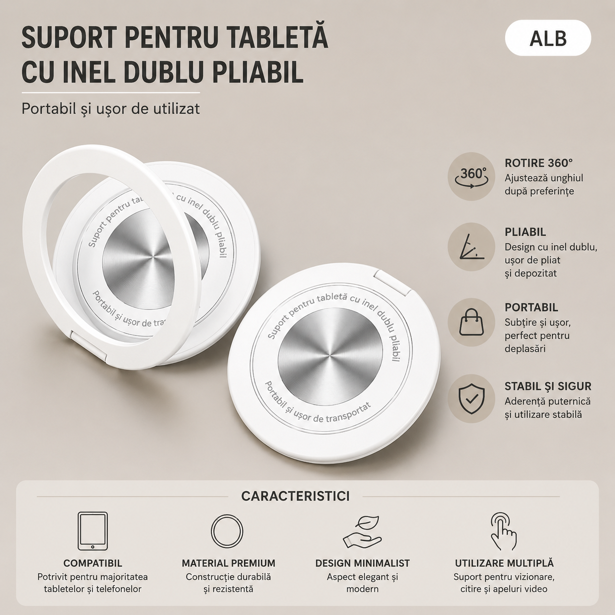 RingStand Pro™ – Suport Pliabil Premium pentru Telefon si Tableta