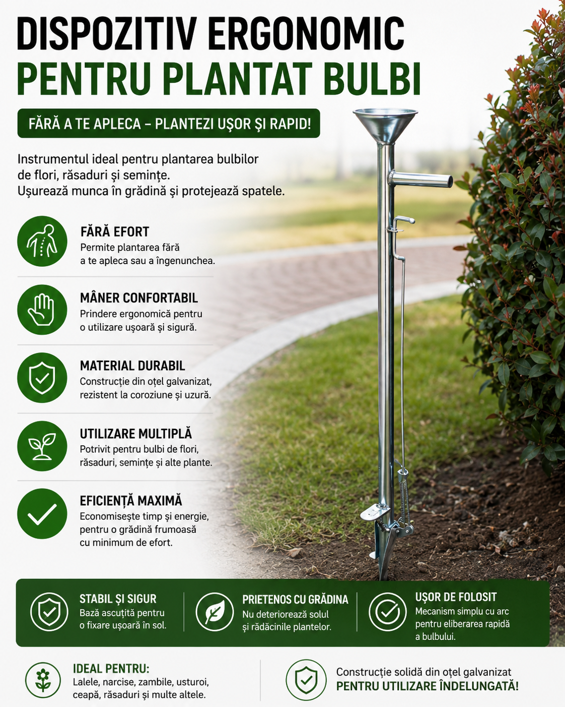 Plantator manual de semințe – fără să te apleci