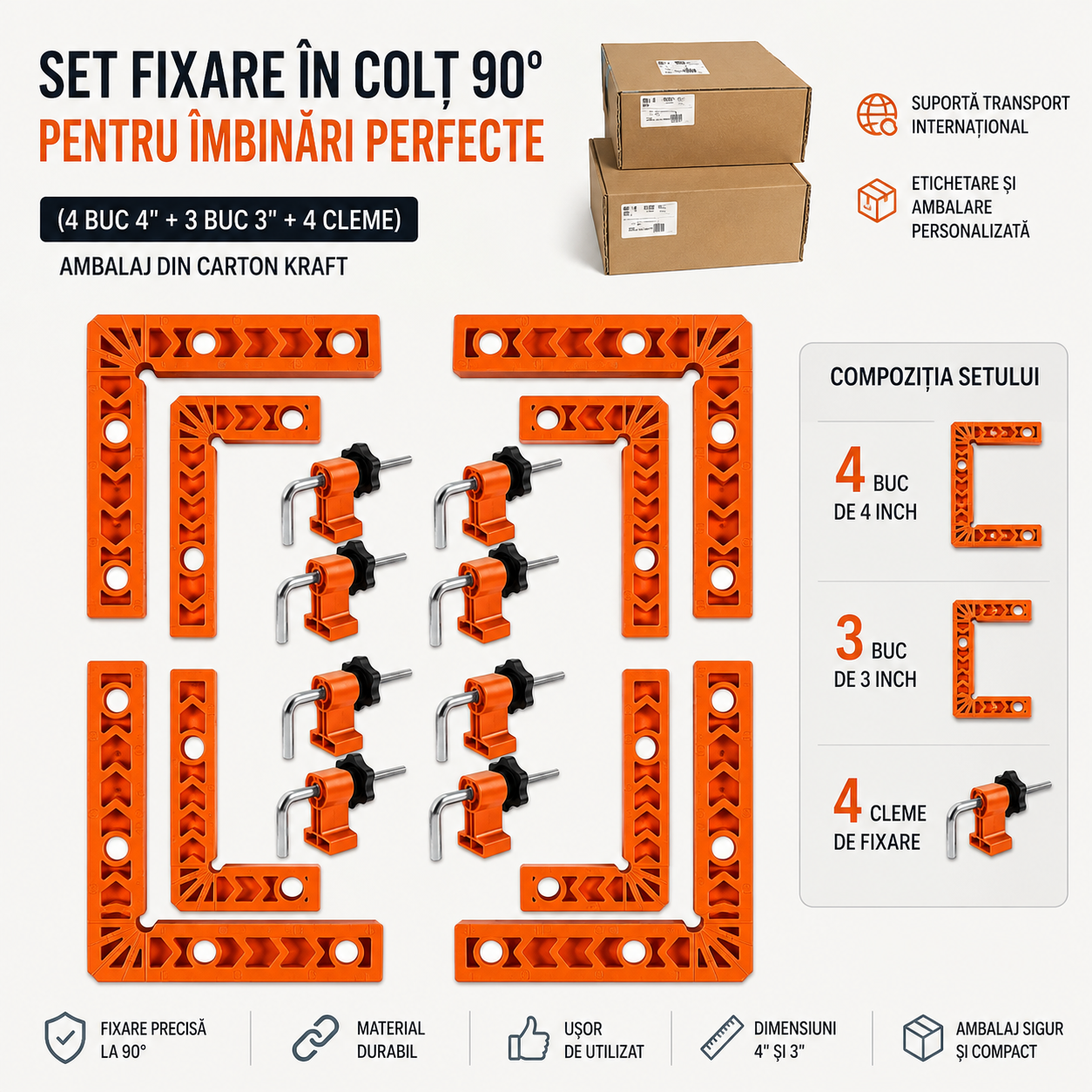 CornerMaster™ – Set Profesional de Ghidaje si Cleme pentru Imbinari la 90°