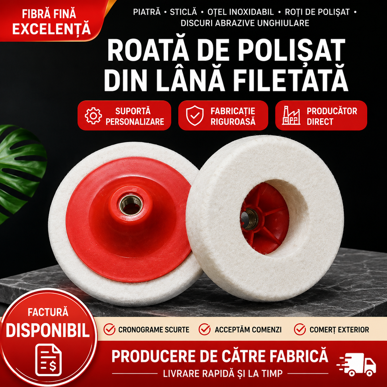 PolishPro 125™ – Disc Profesional din Lana pentru Lustruire 125x20 mm