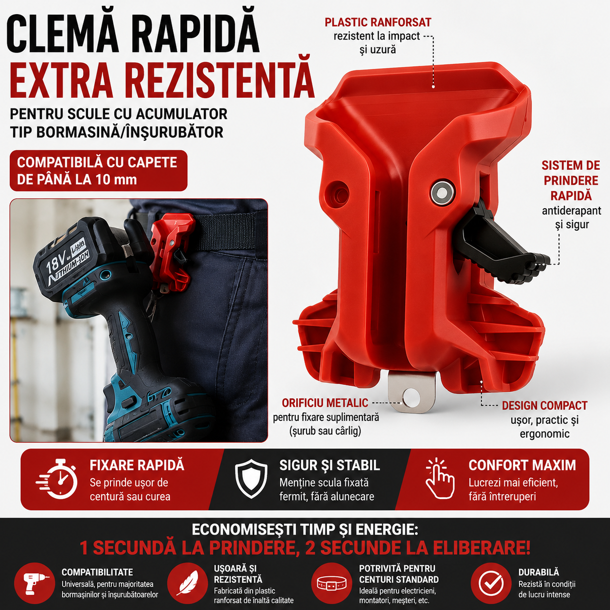 ToolHook Pro™ – Suport Rapid pentru Agatarea Sculelor Electrice la Centura