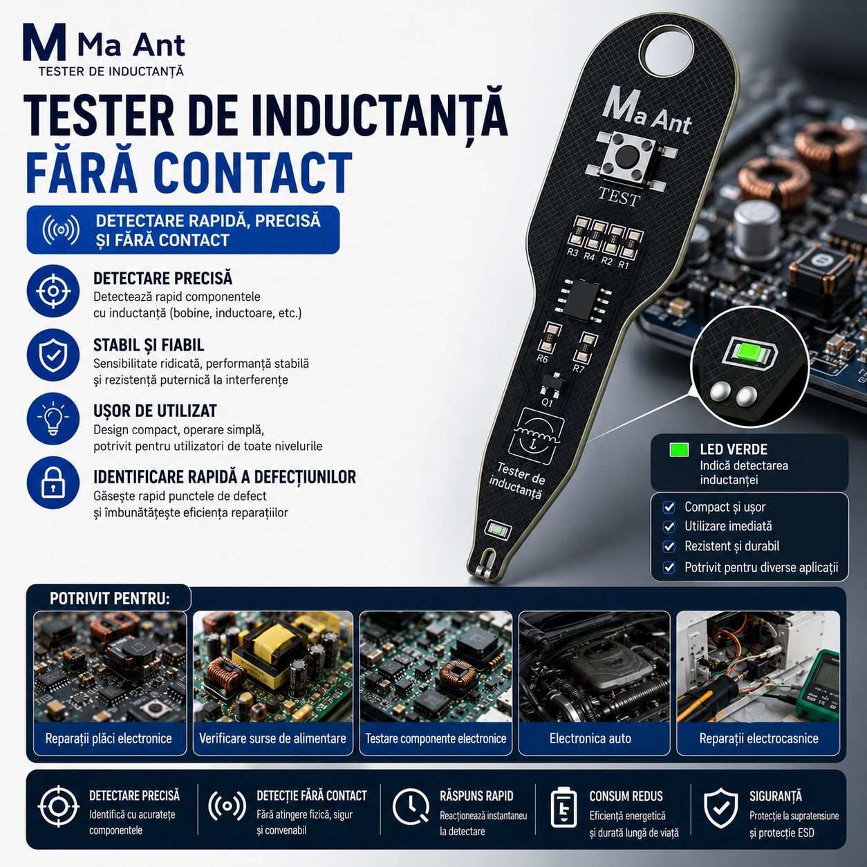 InductoScan Pro™ – Tester Profesional pentru Detectare Inductanta si Diagnosticare Electronica