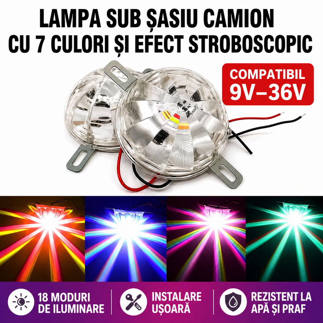 Lămpi intermitente LED colorate (set 2 bucati)