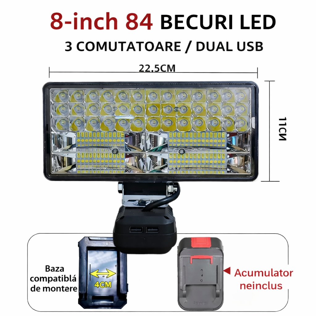 Luxon™ – Proiector LED Portabil pentru Lucrari si Camping
