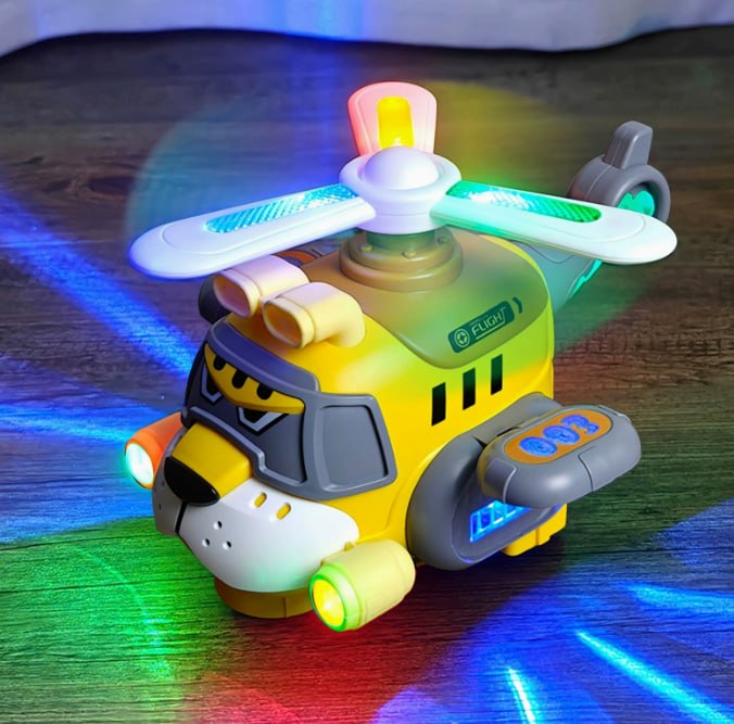 Elicopter Jucărie cu Lumini LED și Față de Animal