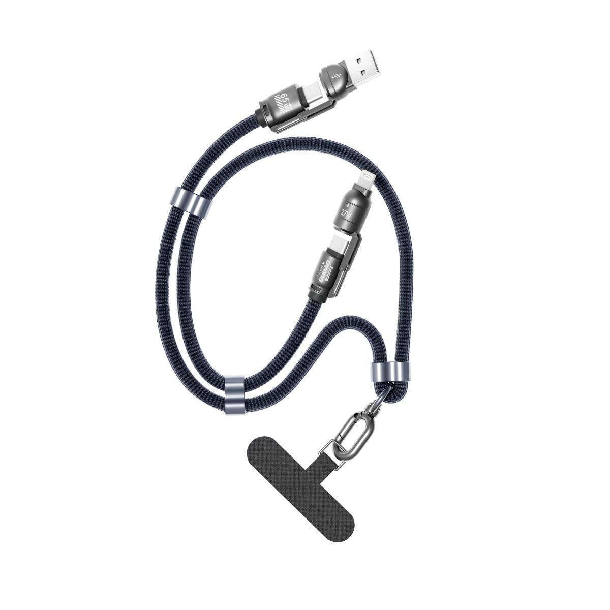 Cablu Lanyard 4-în-1 cu USB-A, USB-C și Lightning