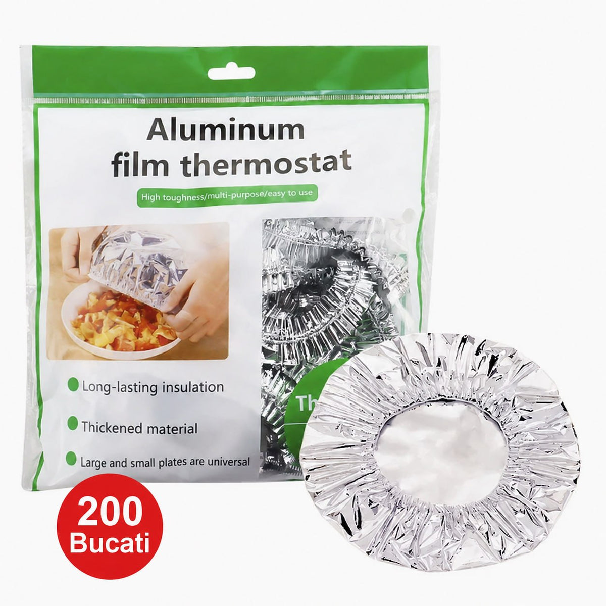 Capace din folie aluminiu pentru farfurii – 200 buc