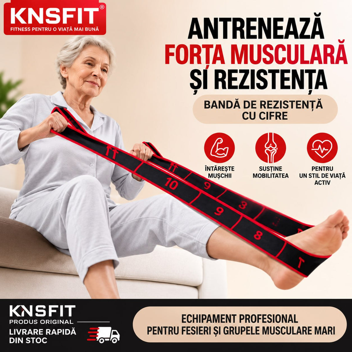 Bandă de Rezistență cu Cifre – Antrenament Acasă