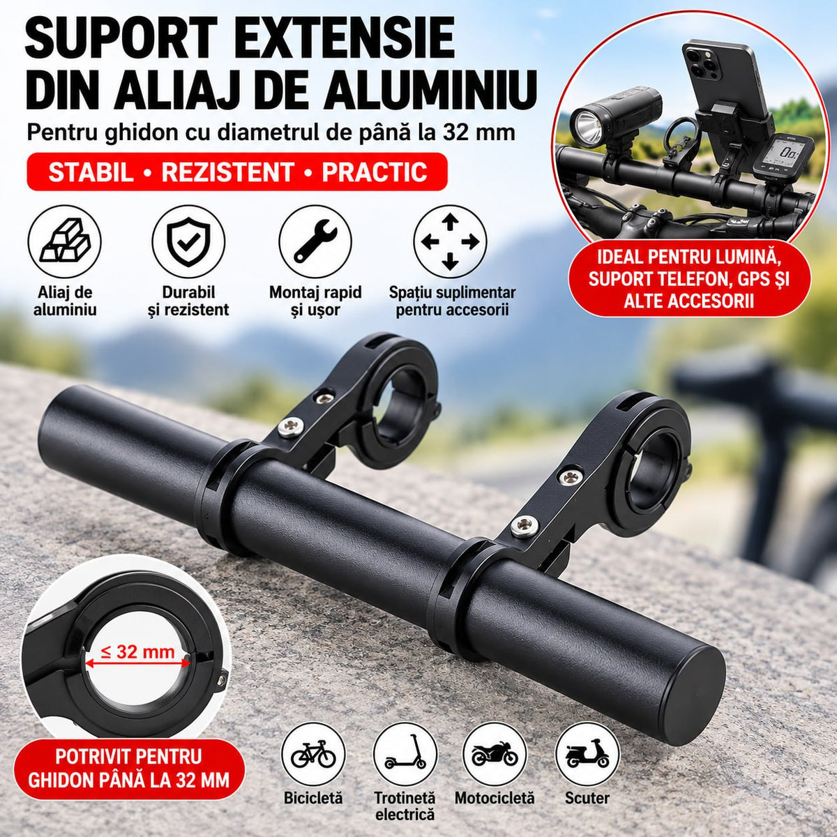 Suport Extensie Ghidon din Aliaj de Aluminiu