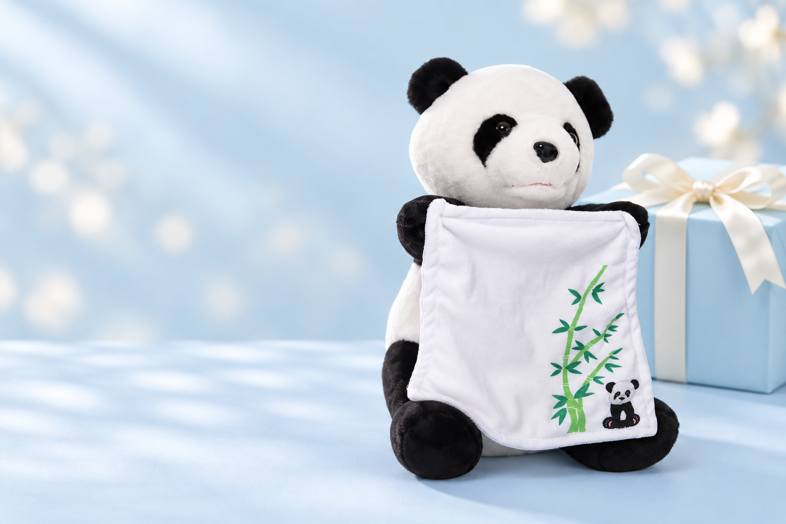 Panda interactivă cu păturică