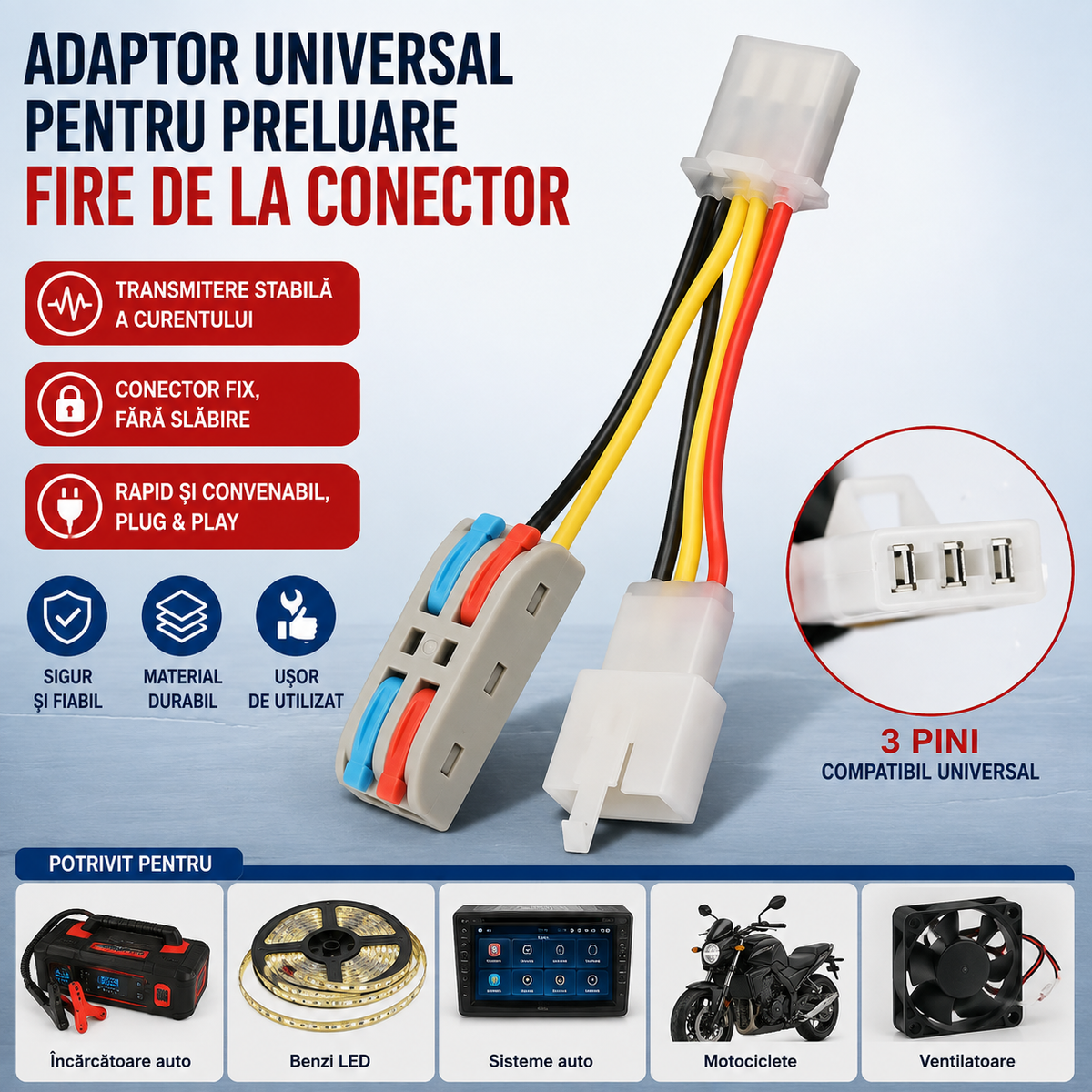 Cablu Adaptor Tavan – Conectare Rapidă Lustră/Plafonier