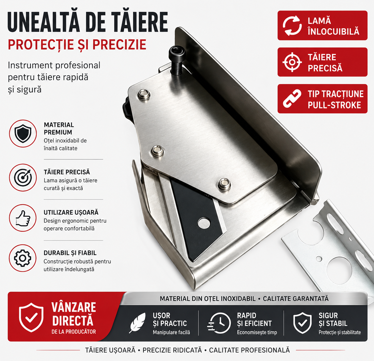 Unealtă de tăiat șipci de colț – tăiere precisă dintr-o mișcare