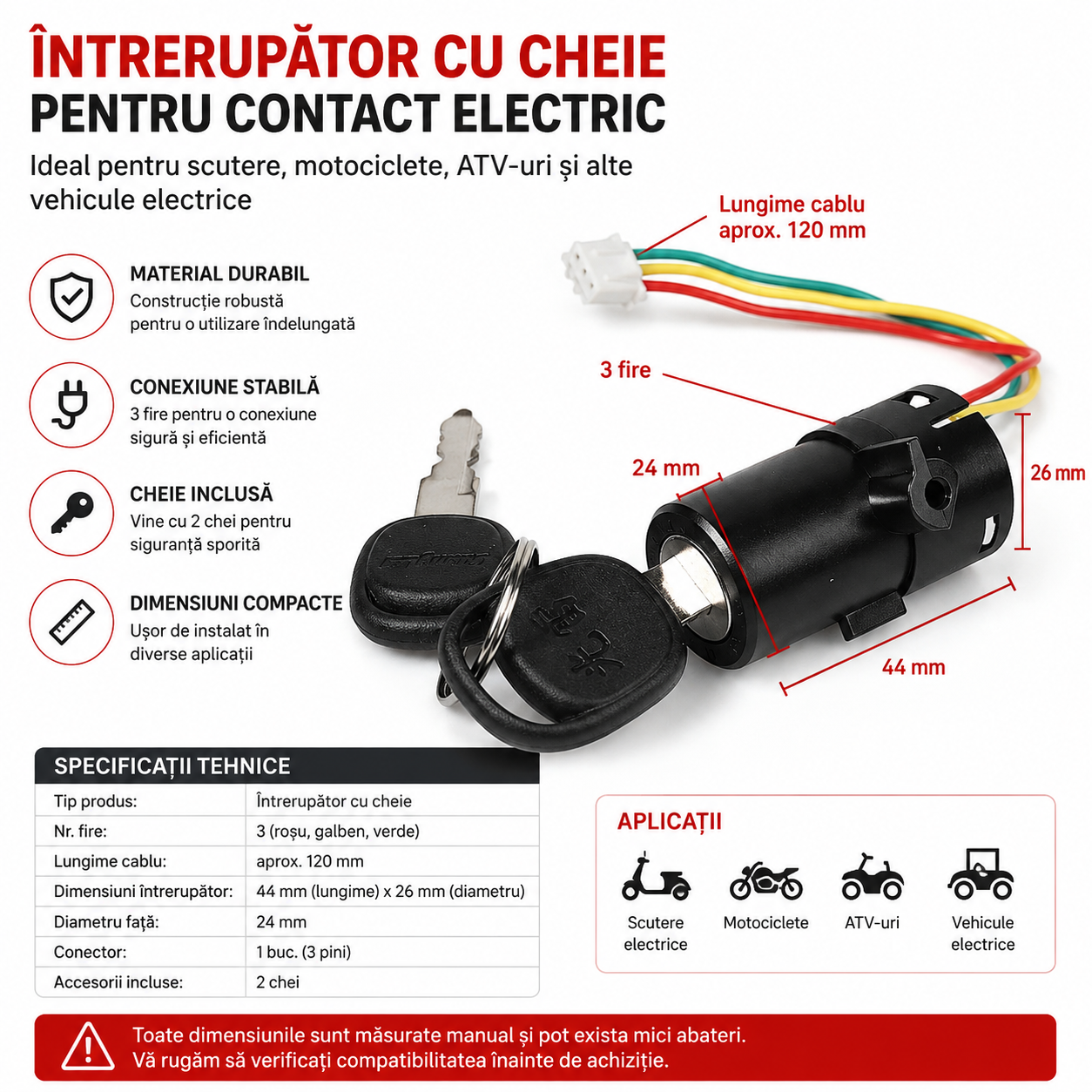 Încuietoare electrică cu cheie pentru trotinete și biciclete electrice