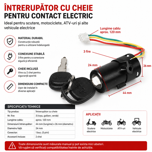 Încuietoare electrică cu cheie pentru trotinete și biciclete electrice
