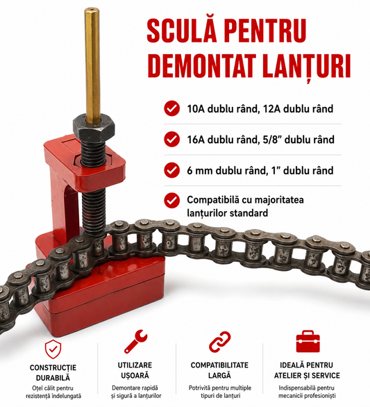 Dispozitiv profesional pentru scos pini lanț industrial