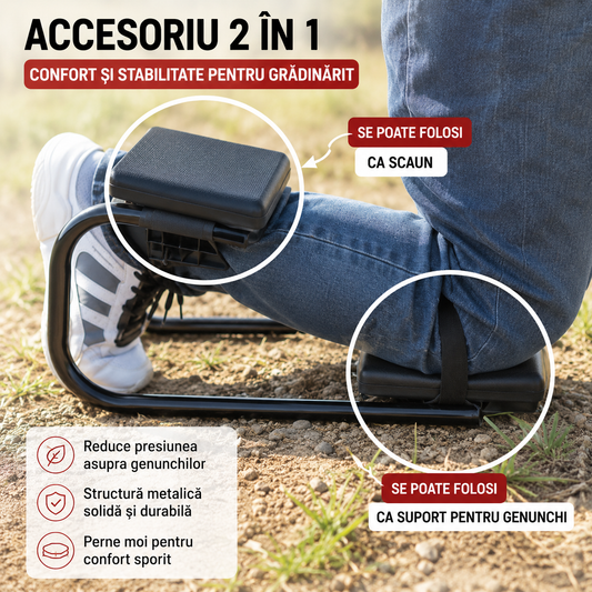 Scaun ergonomic pentru grădinărit – stai sau îngenunchezi