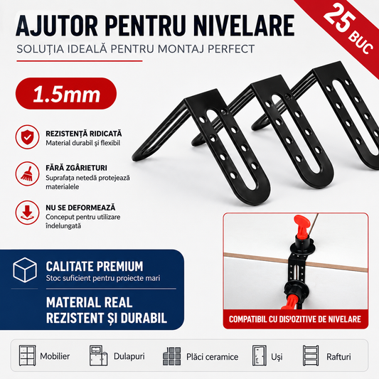 Cleme Nivelare Gresie și Faianță 1.5mm – Set 25 buc