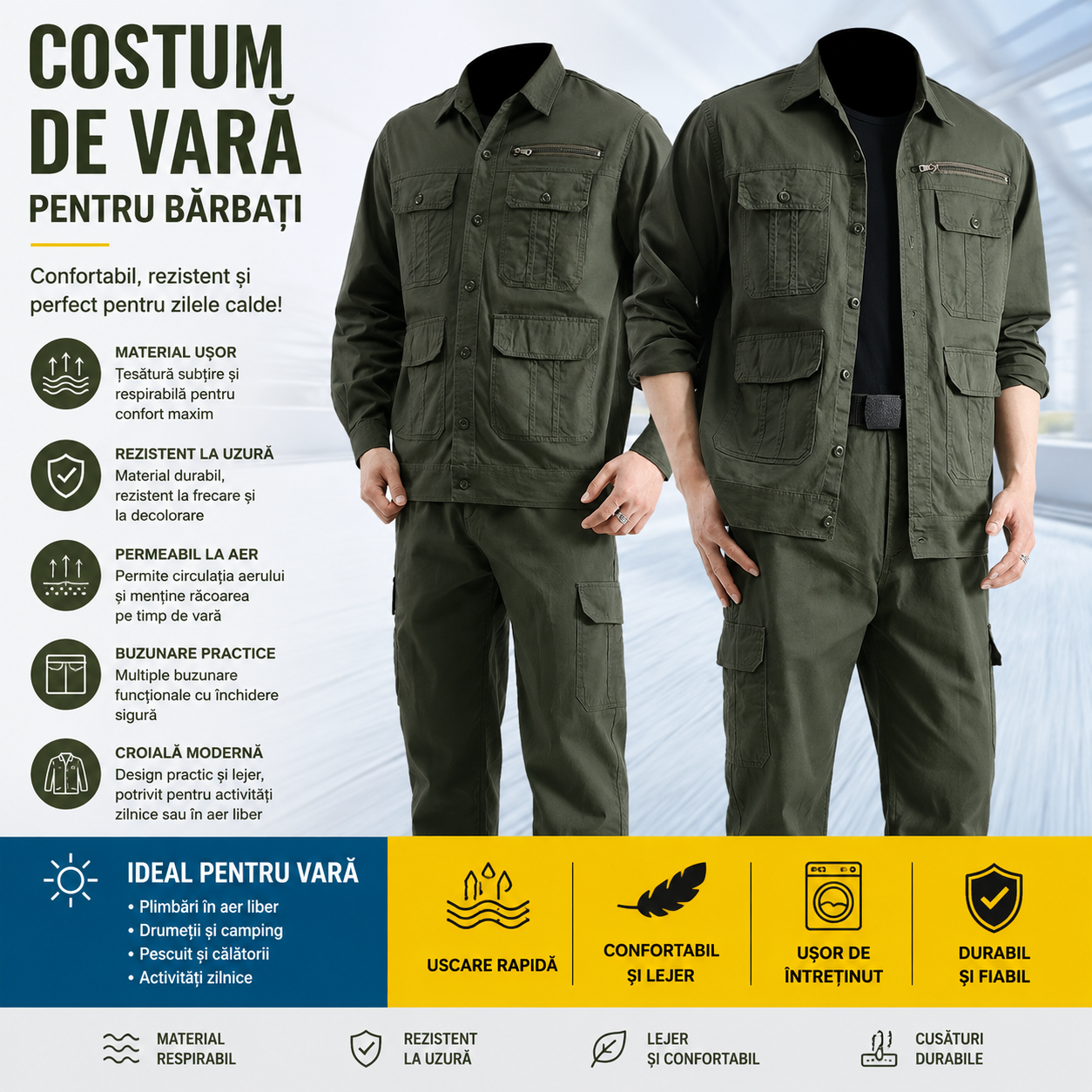 WorkPro™ – Costum Profesional de Lucru din Bumbac 100%