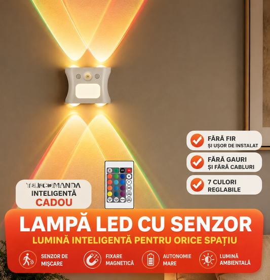 LumiGlow™ – Lampa LED Inteligenta cu Senzor de Miscare si Telecomanda RGB