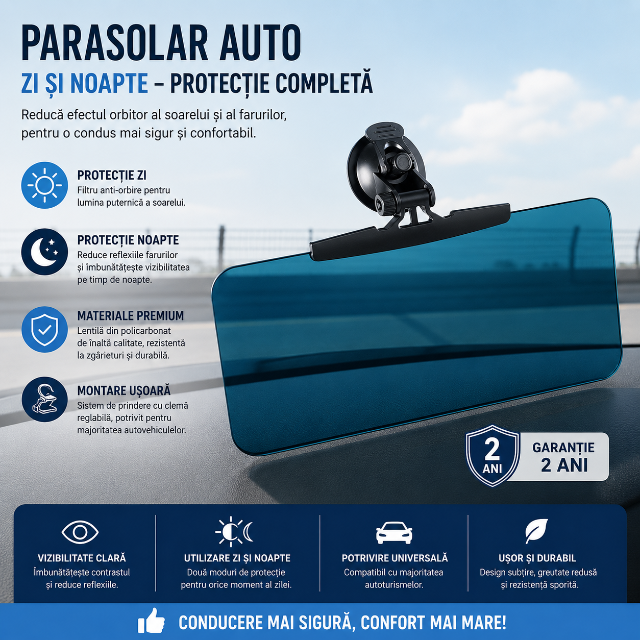 SunGuard Vision™ – Parasolar Anti-Orbire pentru Soferi