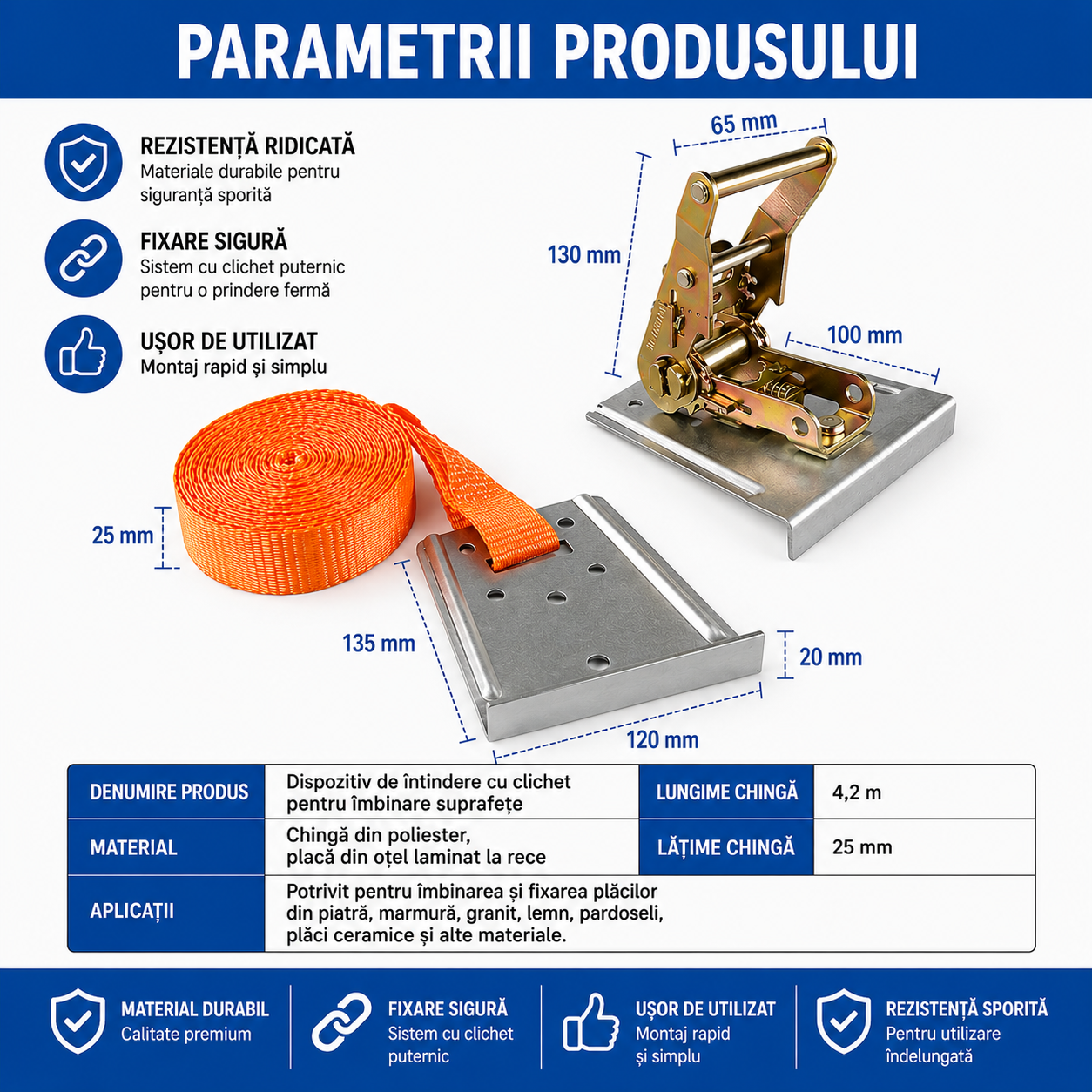StoneClamp Pro™ – Sistem Profesional de Aliniere si Tensionare pentru Placi si Blaturi