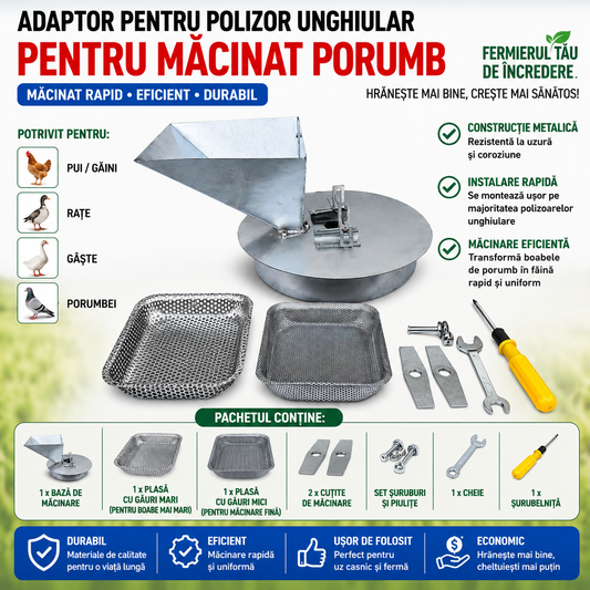 GrainMaster Pro™ – Kit Moara pentru Cereale si Furaje compatibil cu Polizor Unghiular