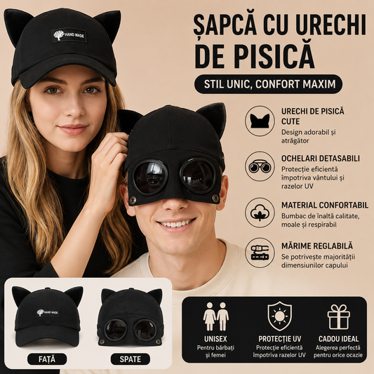 Catvisor™ – Sapca Fashion cu Urechi si Ochelari Integrati