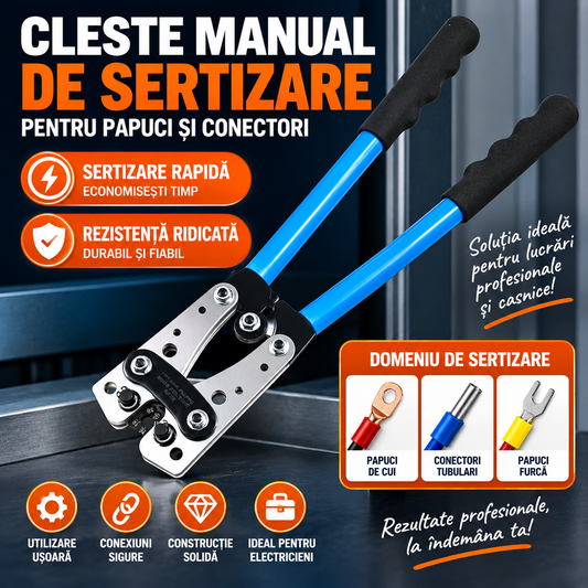 Cleşte de Sertizat Cabluri – Manual, Robust, 6-50mm²