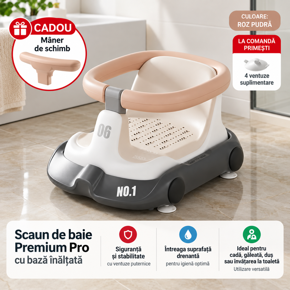 Scăunel de baie pentru bebeluși – model mașinuță