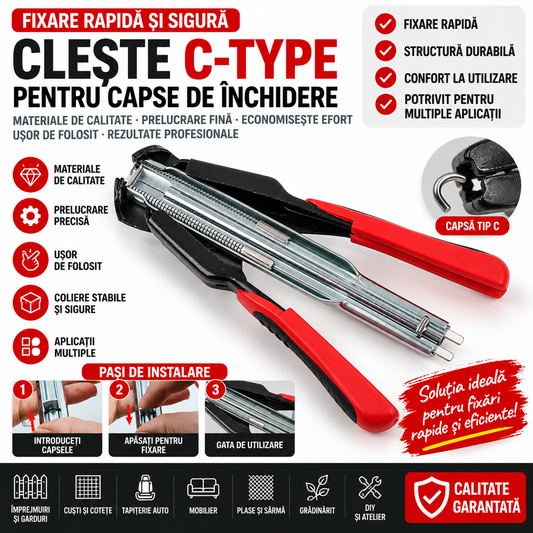 Clește Profesional pentru Capse tip C – Montat Rapid și Ușor
