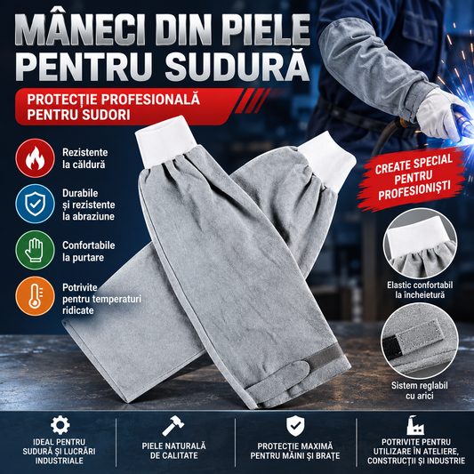 Mâneci de protecție pentru sudură – piele rezistentă