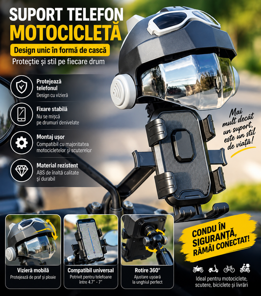 Suport telefon moto cu design robot – cool și funcțional