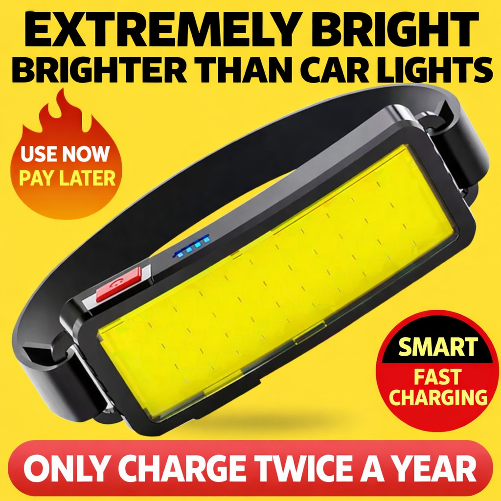 LumiBand™ - Lanterna Frontala COB Reincarcabila USB cu Fascicul Lat