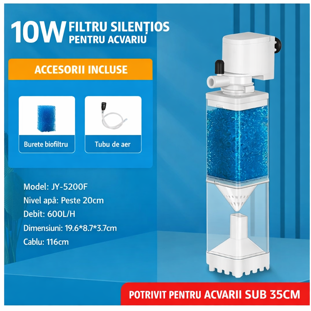 HydraFlow™ - Filtru Intern Compact pentru Acvariu
