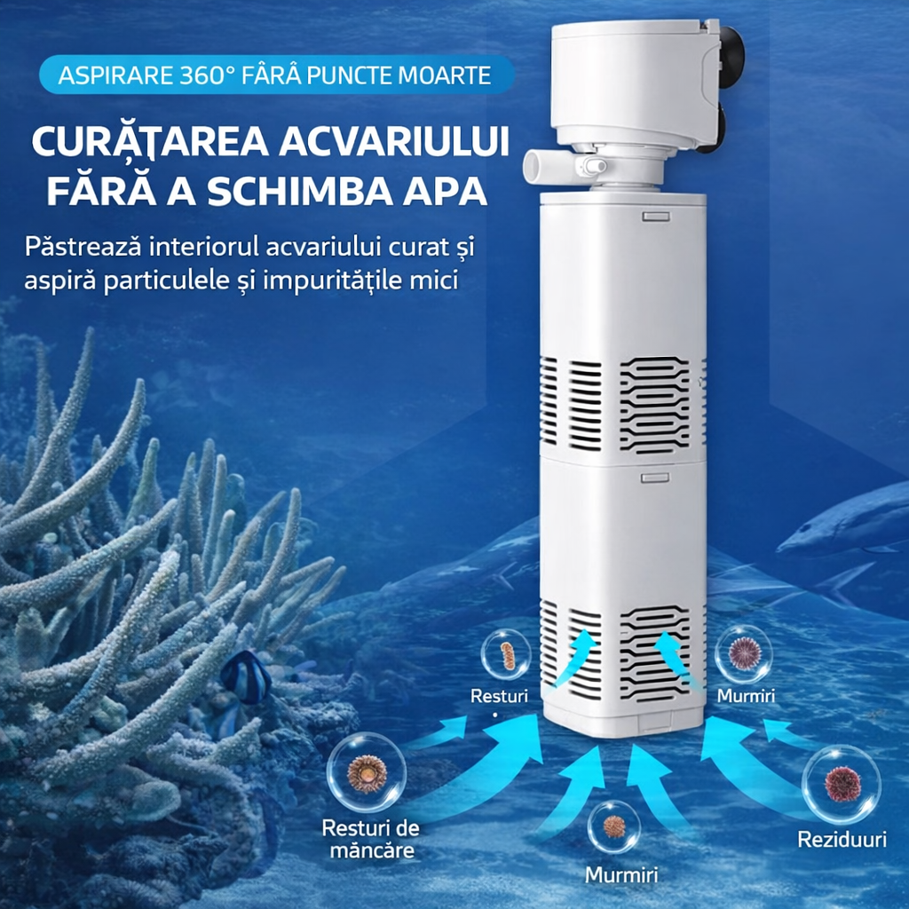 HydroPure JY-800F™ - Filtru Intern Acvariu 20W, 880 L/h, pentru acvarii 60–80 cm