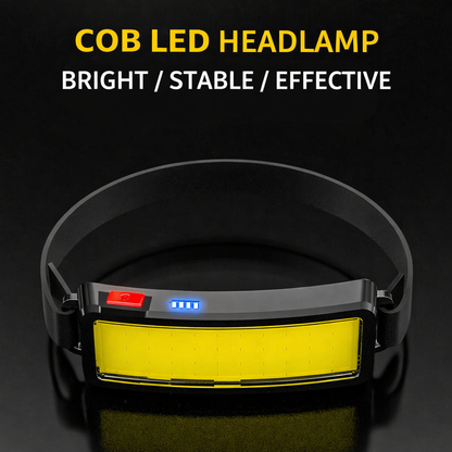 LumiBand™ - Lanterna Frontala COB Reincarcabila USB cu Fascicul Lat