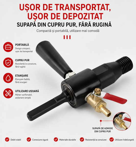 Adaptor Rotativ cu Robinet de Apă – Conectare Rapidă