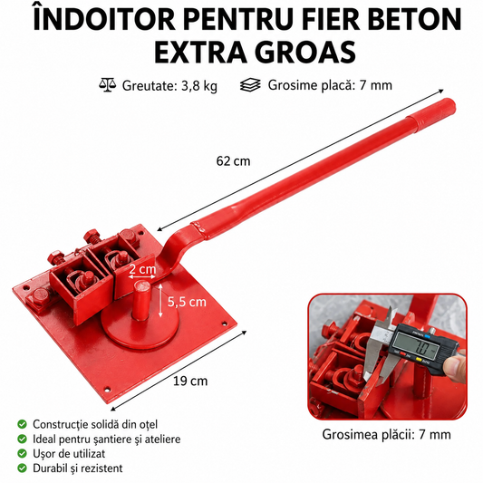 Aparat manual pentru îndoit bare de oțel – robust