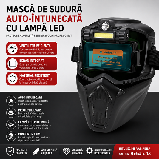 Mască de sudură automată cu lanternă integrată