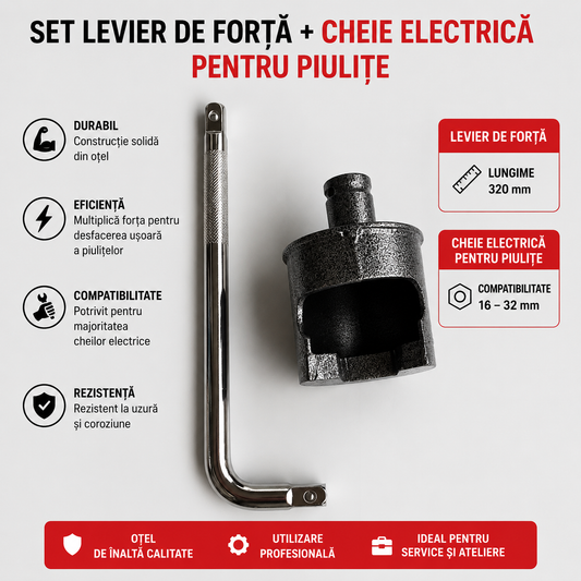 Set Cheie Tubulară Electrică cu Bară de Forță
