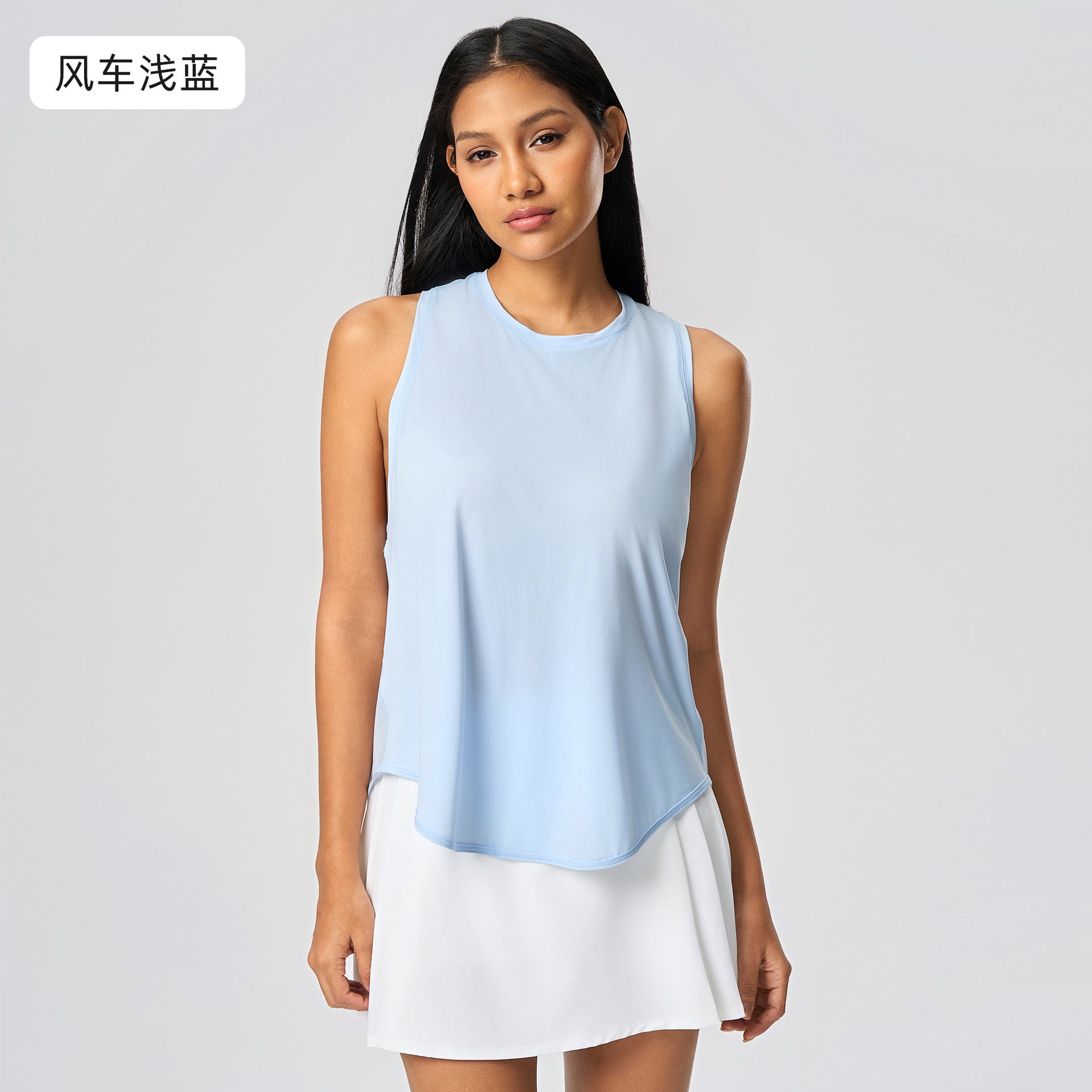 Top din material respirabil pentru sportivi, cu mânecă fără umeri - image 10