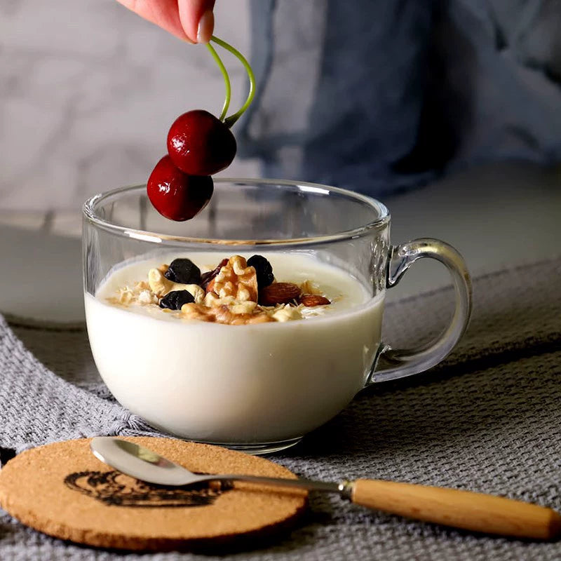 Cupa Elegantă din Sticlă cu Mânere pentru Lapte și Cereale - image 9