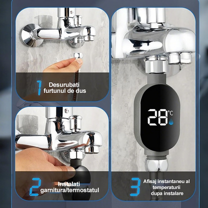 AquaTemp™ – Termometru Digital LED pentru Dus cu Indicator Color (0–99°C)