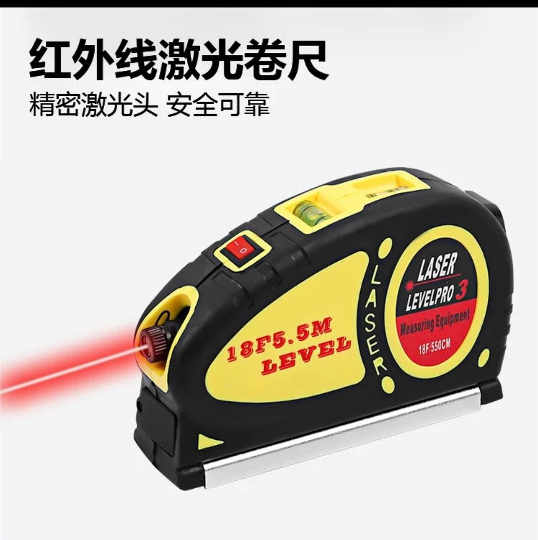 Ruletă cu Laser și Bula de Nivel – 3 în 1