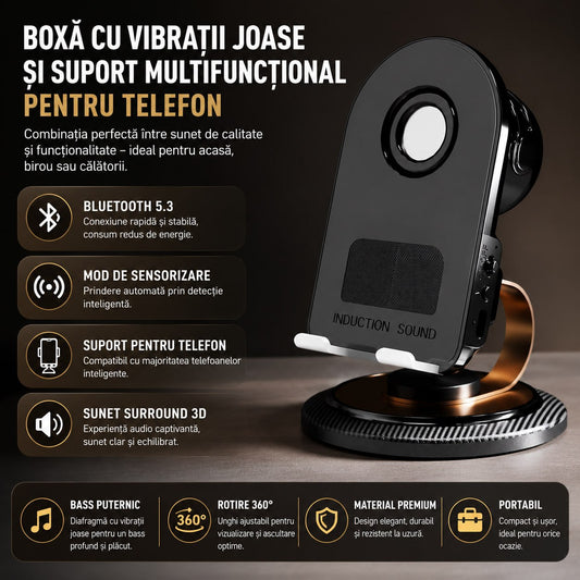 Boxa Bluetooth cu Suport de Telefon și Bass Puternic