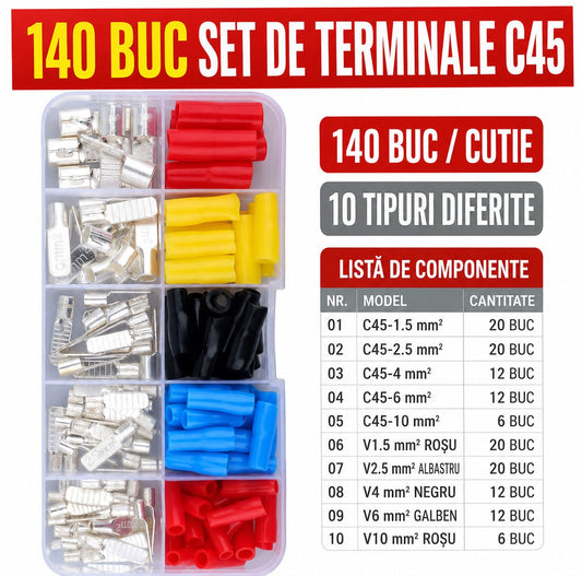 Set 140 Terminale Electrice C45 – 10 Tipuri Diferite